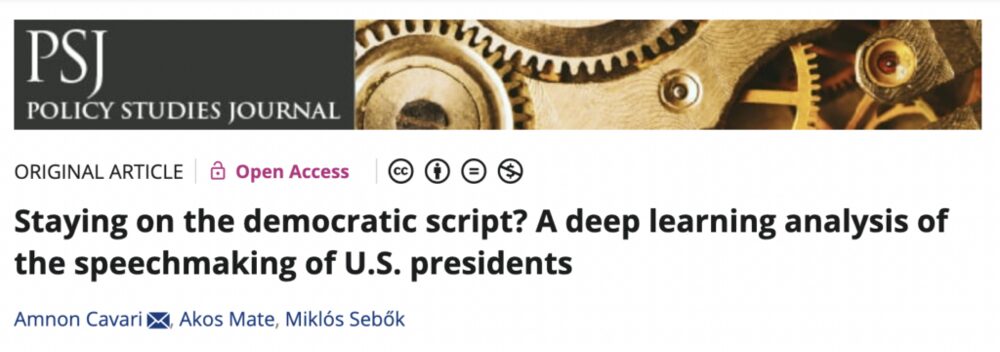 New publication on the AI analysis of American presidential speeches by Miklós Sebők and co-authors in Policy Studies Journal