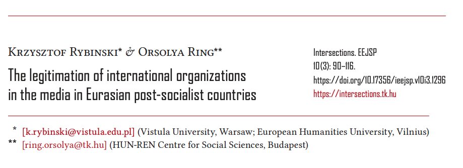 New publication by Orsolya Ring and Krzysztof Rybinski in Intersections. East European Journal of Society and Politics